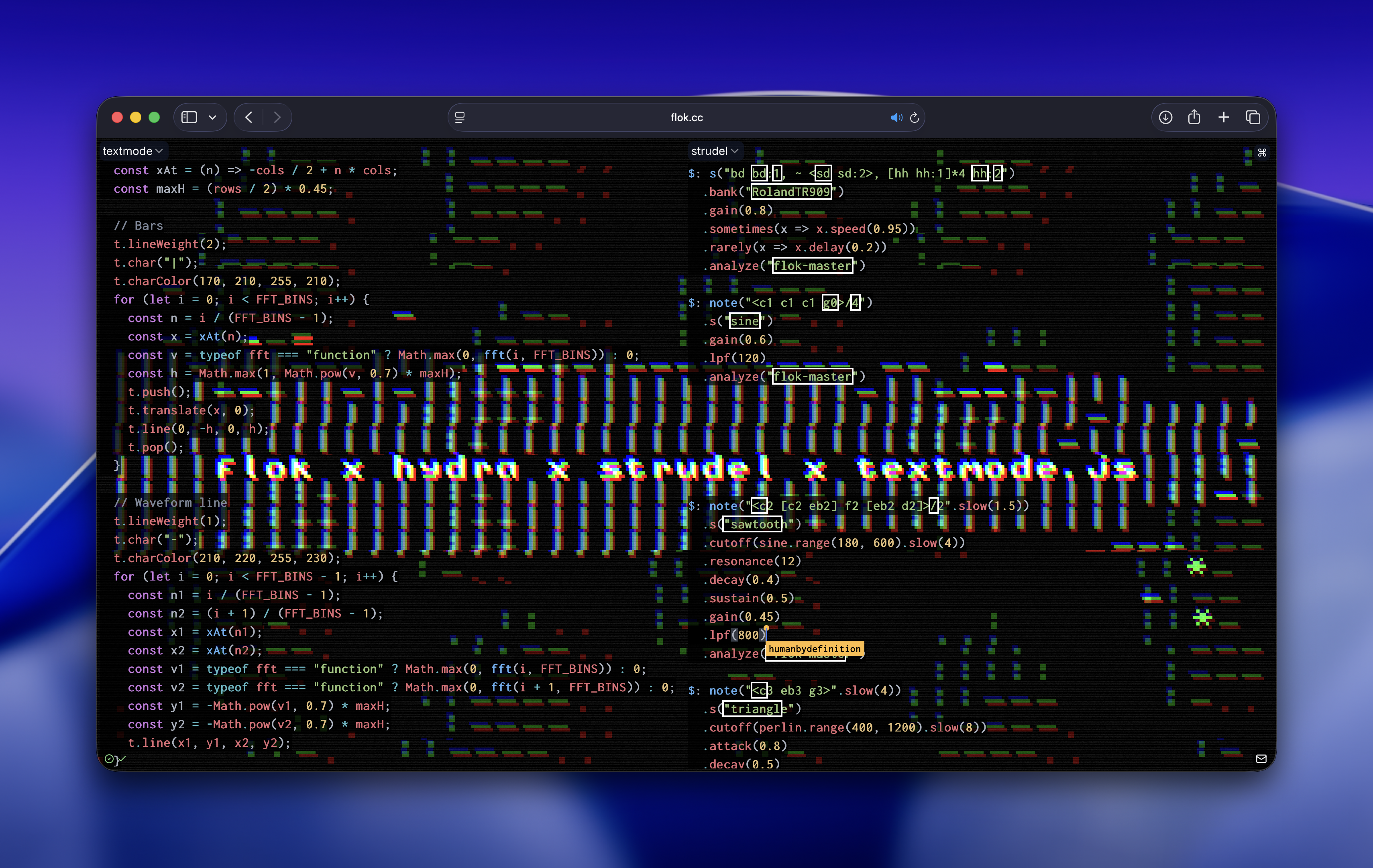flok.cc: Live coding with textmode.js thumbnail